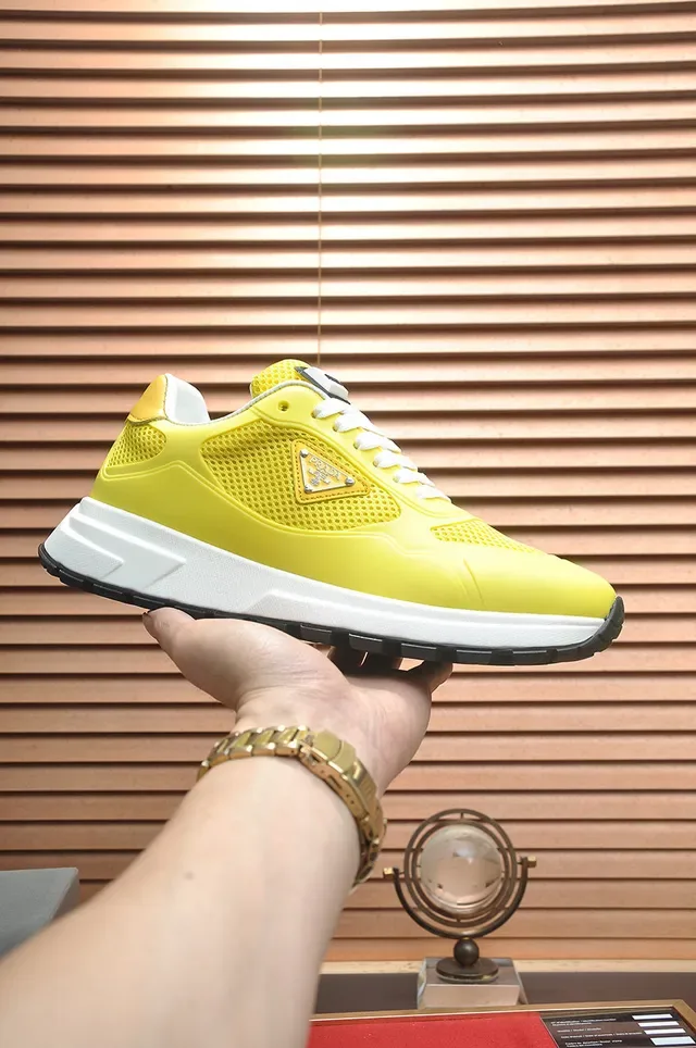 Prada Amarillo Blanco Malla Superior Moldeado Sintético Recubrimientos Zapatillas Lifestyle 2