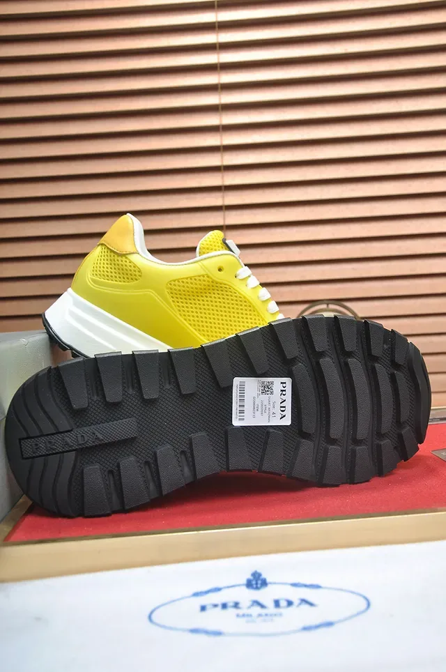 Prada Amarillo Blanco Malla Superior Moldeado Sintético Recubrimientos Zapatillas Lifestyle 6