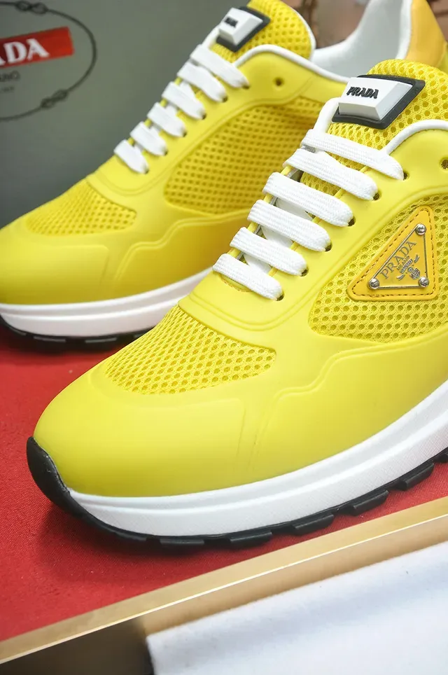 Prada Amarillo Blanco Malla Superior Moldeado Sintético Recubrimientos Zapatillas Lifestyle 7