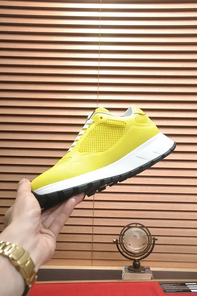 Prada Amarillo Blanco Malla Superior Moldeado Sintético Recubrimientos Zapatillas Lifestyle 9