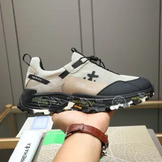 Premiata Beige and Black Mixed-Material Chunky Sole Lifestyle Sneakers