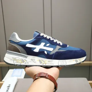 Premiata Navy Blue and White Mixed-Material Lifestyle Sneakers