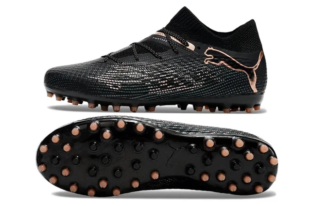Puma Future Z Black Gold حذاء كرة القدم أعلى اصطناعي مقرمش ياقة نسيجية مناسبة للجوارب عشب صناعي 4