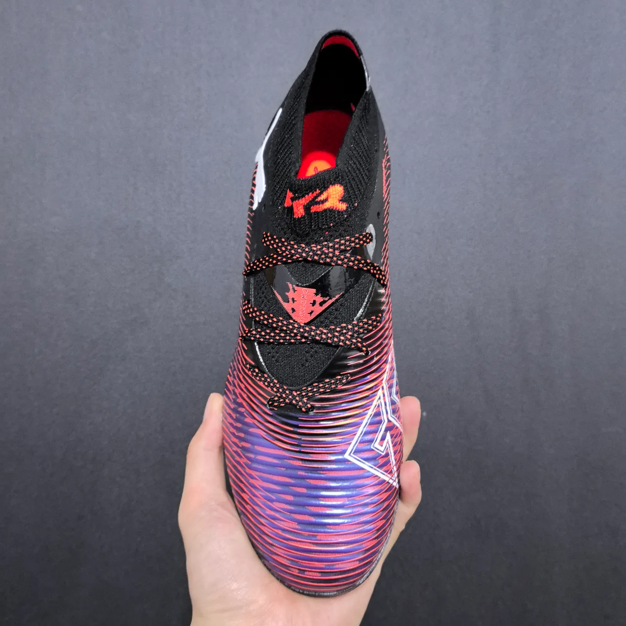 Puma Future Z Preto Laranja Meia Ajustada Colar Tricotado Texturizado Iridiscente Antepé Solo Firme Sapatos de Futebol 2