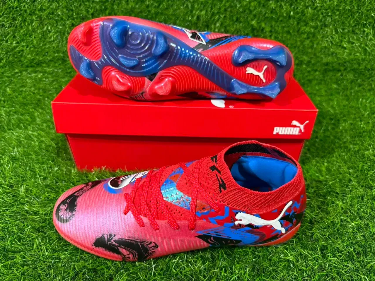 Puma Future Z Graphic Print Red Pink Blue Firm-Ground Soccer Shoes 6