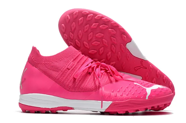 Puma Future Z কমলা সবুজ নিট উপর ছিদ্রযুক্ত বায়োচ্ছায়া টার্ফ ফুটবল জুতা 3
