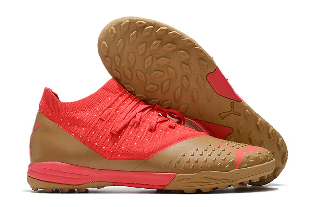 Puma Future Z কমলা সবুজ নিট উপর ছিদ্রযুক্ত বায়োচ্ছায়া টার্ফ ফুটবল জুতা 6