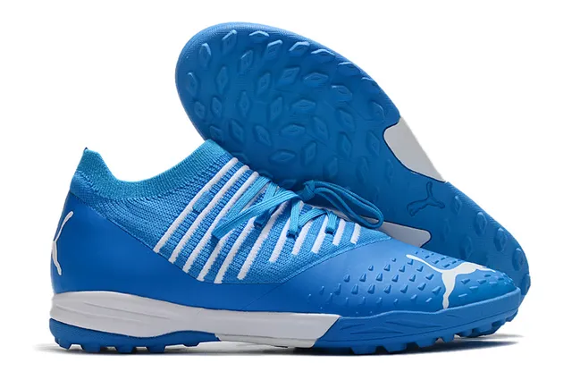 Puma Future Z কমলা সবুজ নিট উপর ছিদ্রযুক্ত বায়োচ্ছায়া টার্ফ ফুটবল জুতা 9