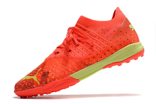 Puma Future Z কমলা সবুজ নিট উপর ছিদ্রযুক্ত বায়োচ্ছায়া টার্ফ ফুটবল জুতা 18