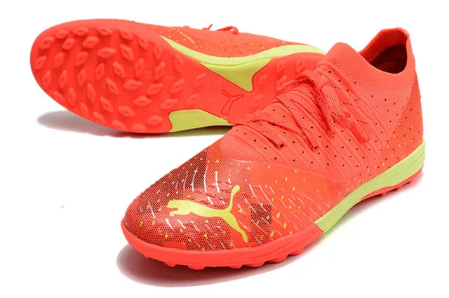 Puma Future Z কমলা সবুজ নিট উপর ছিদ্রযুক্ত বায়োচ্ছায়া টার্ফ ফুটবল জুতা 20