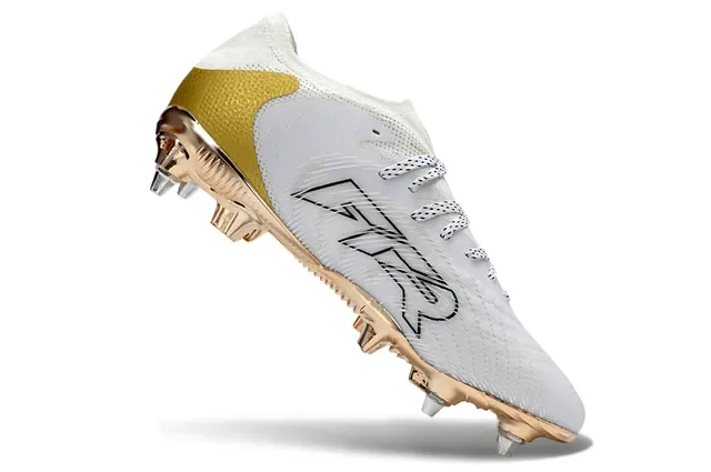 Puma Future Z Botas de fútbol blancas y doradas para terreno firme 2