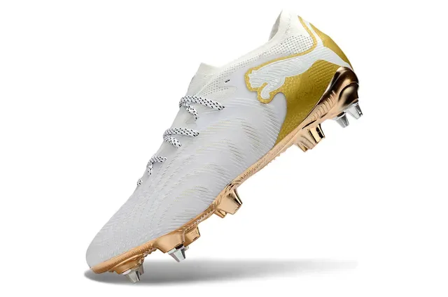 Puma Future Z Botas de fútbol blancas y doradas para terreno firme 3
