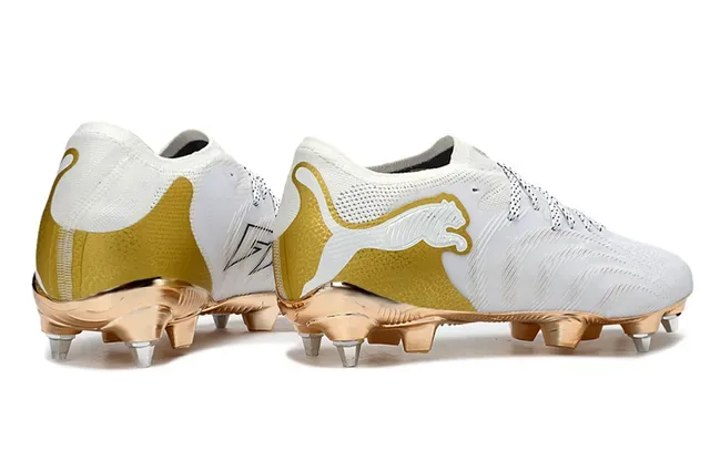 Puma Future Z Botas de fútbol blancas y doradas para terreno firme 5