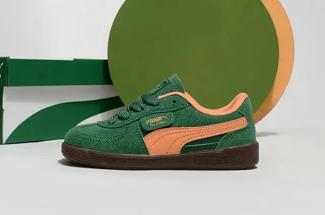 Puma Palermo Pink and Green 麂皮生活运动鞋 21