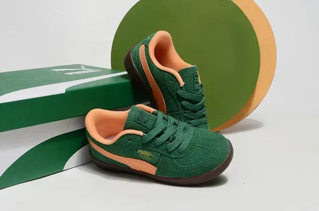 Puma Palermo Pink and Green 麂皮生活运动鞋 22