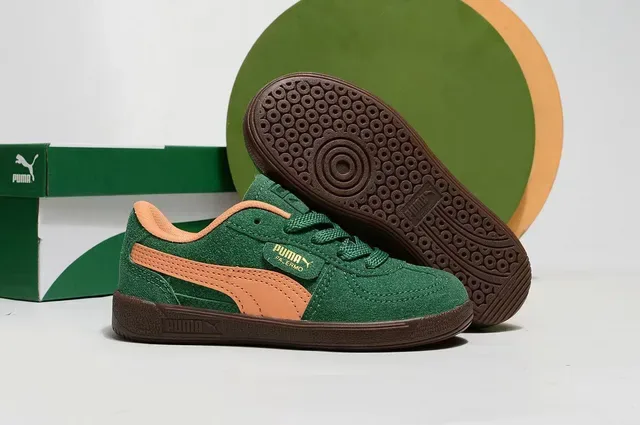 Puma Palermo Pink and Green 麂皮生活运动鞋 23