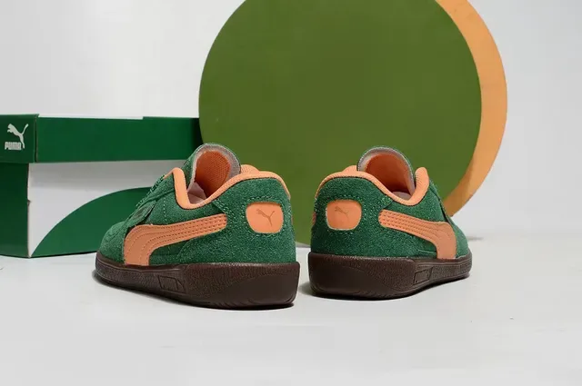 Puma Palermo Pink and Green 麂皮生活运动鞋 24