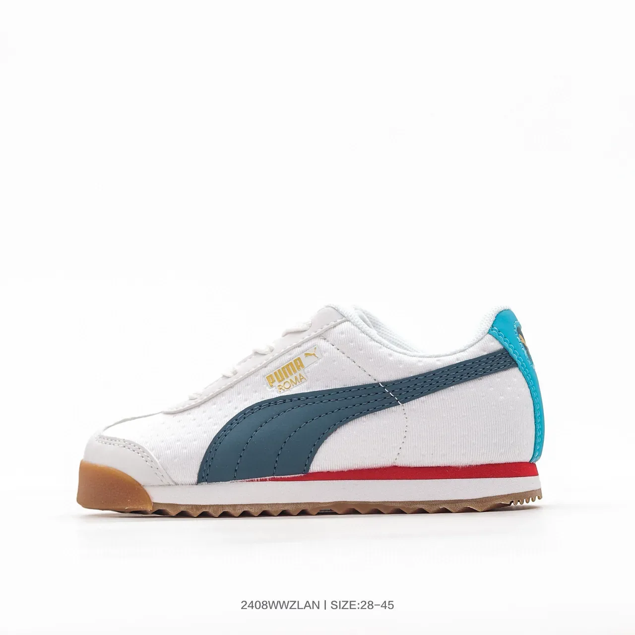Puma Roma White Cream Teal Yellow Lifestyle Sneakers 7