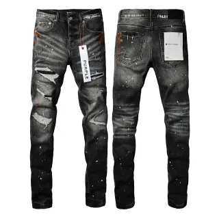 Purple Brand Jeans Slim-Fit Distressed Salpicada de Tinta