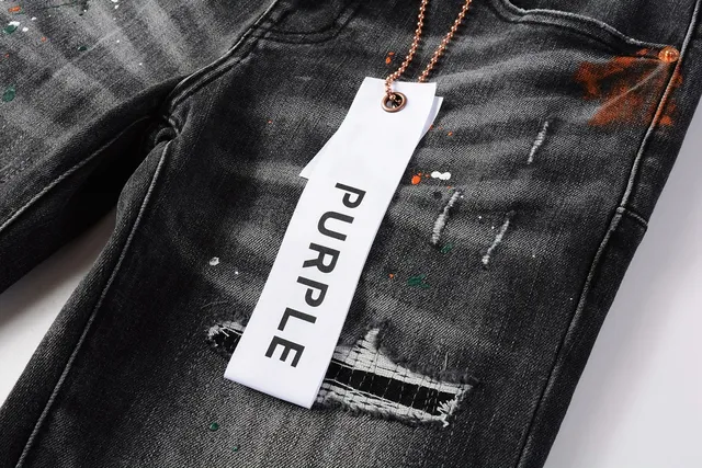 Purple Brand بناطيل جينز سلايم-فايت مبثرة بالطلاء المضروبة 12