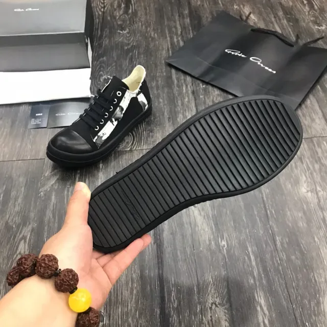 Rick Owens काला सफेद प्लेटफॉर्म सोल लेदर टो कैप लाइफस्टाइल स्नीकर 2