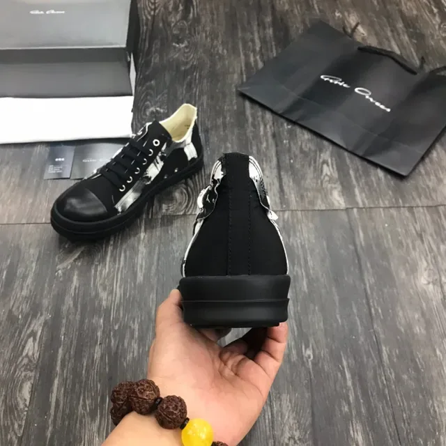Rick Owens काला सफेद प्लेटफॉर्म सोल लेदर टो कैप लाइफस्टाइल स्नीकर 3