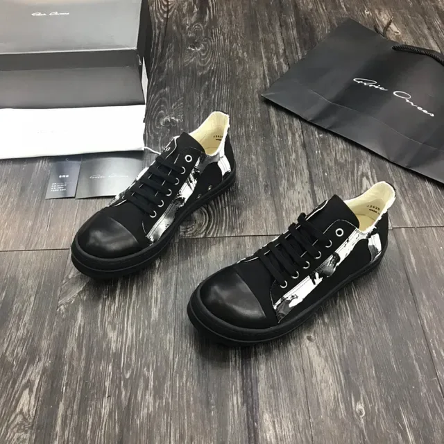 Rick Owens काला सफेद प्लेटफॉर्म सोल लेदर टो कैप लाइफस्टाइल स्नीकर 8