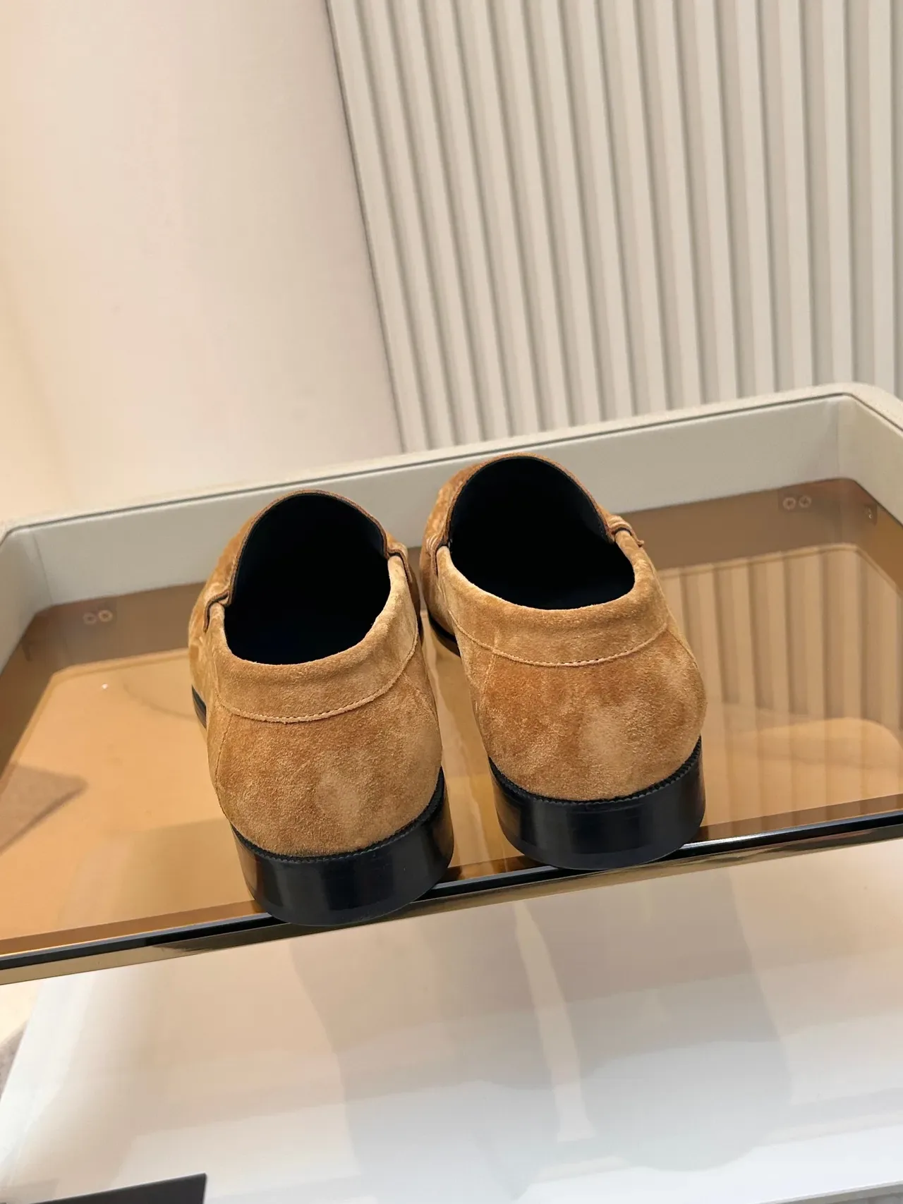 Saint Laurent Loafer Marrom Preto Camurça Plissada Vamp Loafer 3