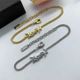 Saint Laurent Monogram गोल्ड एंड सिल्वर टोन चेन ब्रेसलेट