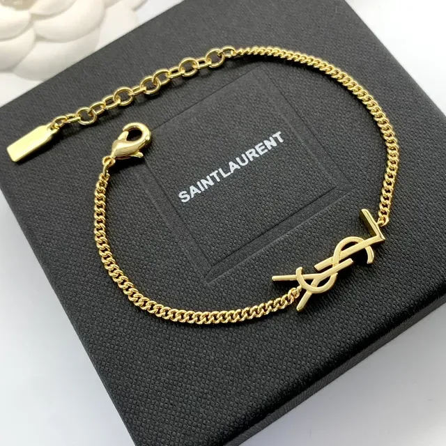 سوارات Saint Laurent Monogram ذهبي وفضي سلسلة 4