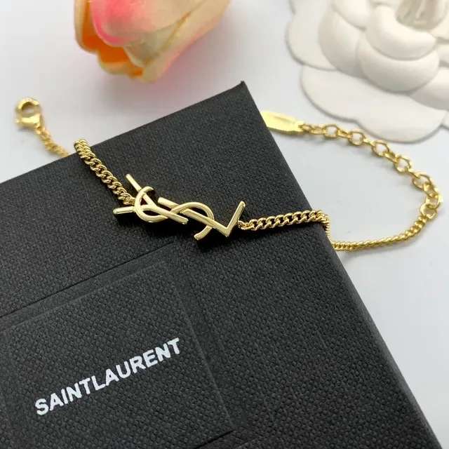 سوارات Saint Laurent Monogram ذهبي وفضي سلسلة 9
