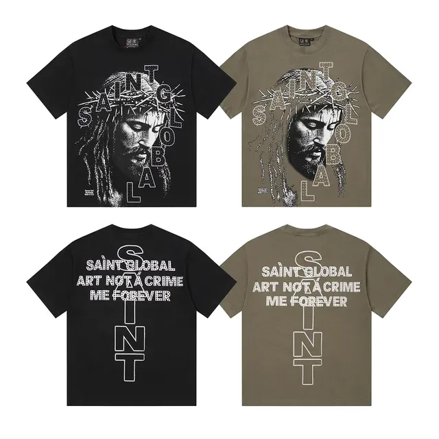 Camiseta preta Saint Laurent com estampa gráfica Saint 2