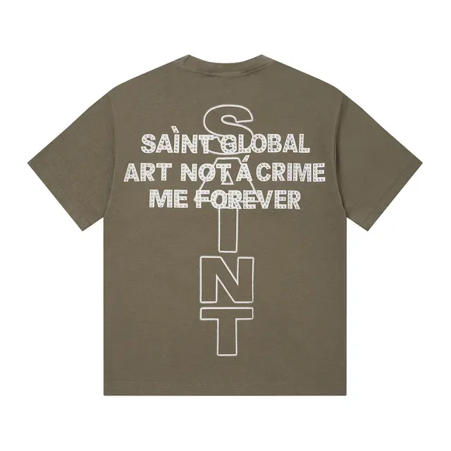 Camiseta preta Saint Laurent com estampa gráfica Saint 4