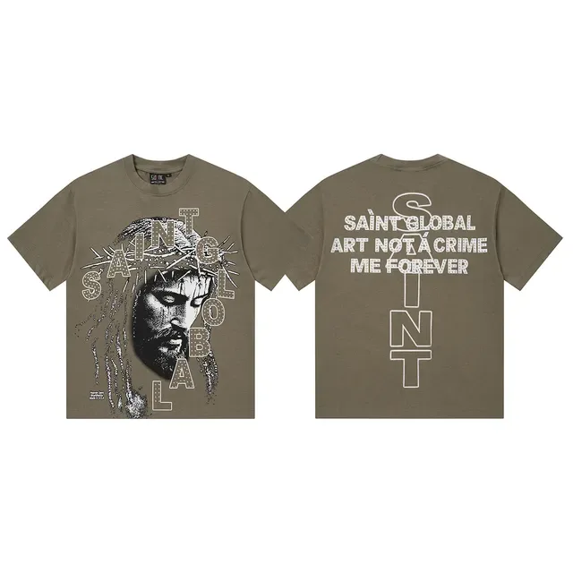Camiseta preta Saint Laurent com estampa gráfica Saint 5