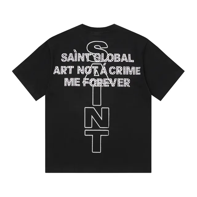 Camiseta preta Saint Laurent com estampa gráfica Saint 7