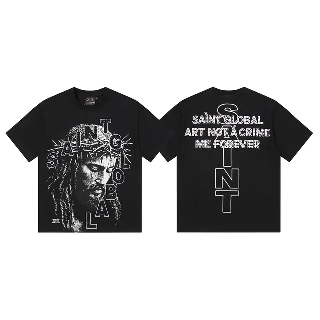 Camiseta preta Saint Laurent com estampa gráfica Saint 8
