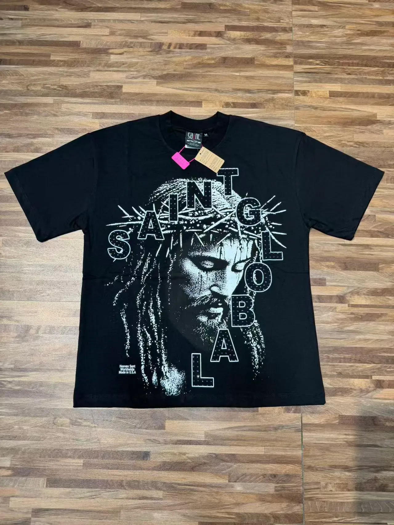 Camiseta preta Saint Laurent com estampa gráfica Saint 11
