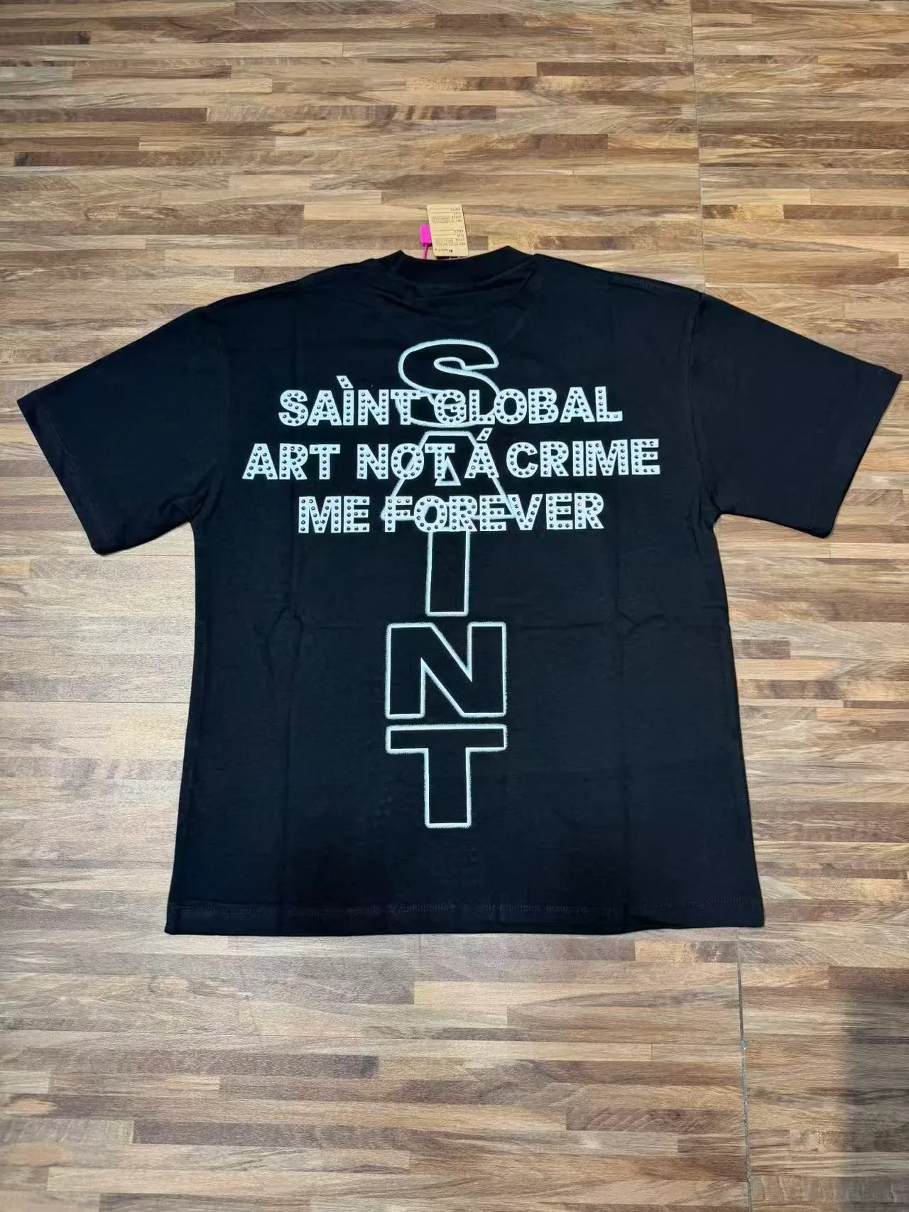 Camiseta preta Saint Laurent com estampa gráfica Saint 12