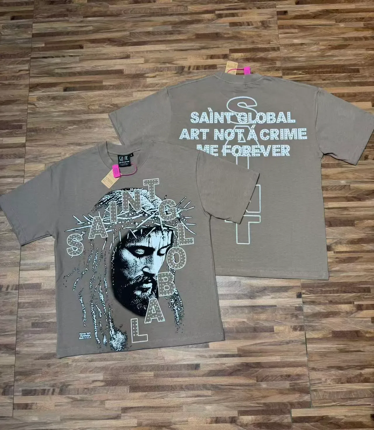 Camiseta preta Saint Laurent com estampa gráfica Saint 13