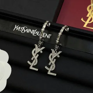 सेंट लॉरेंट YSL मोनोग्राम क्रिस्टल पावे डैंगलिंग ईयररिंग्स
