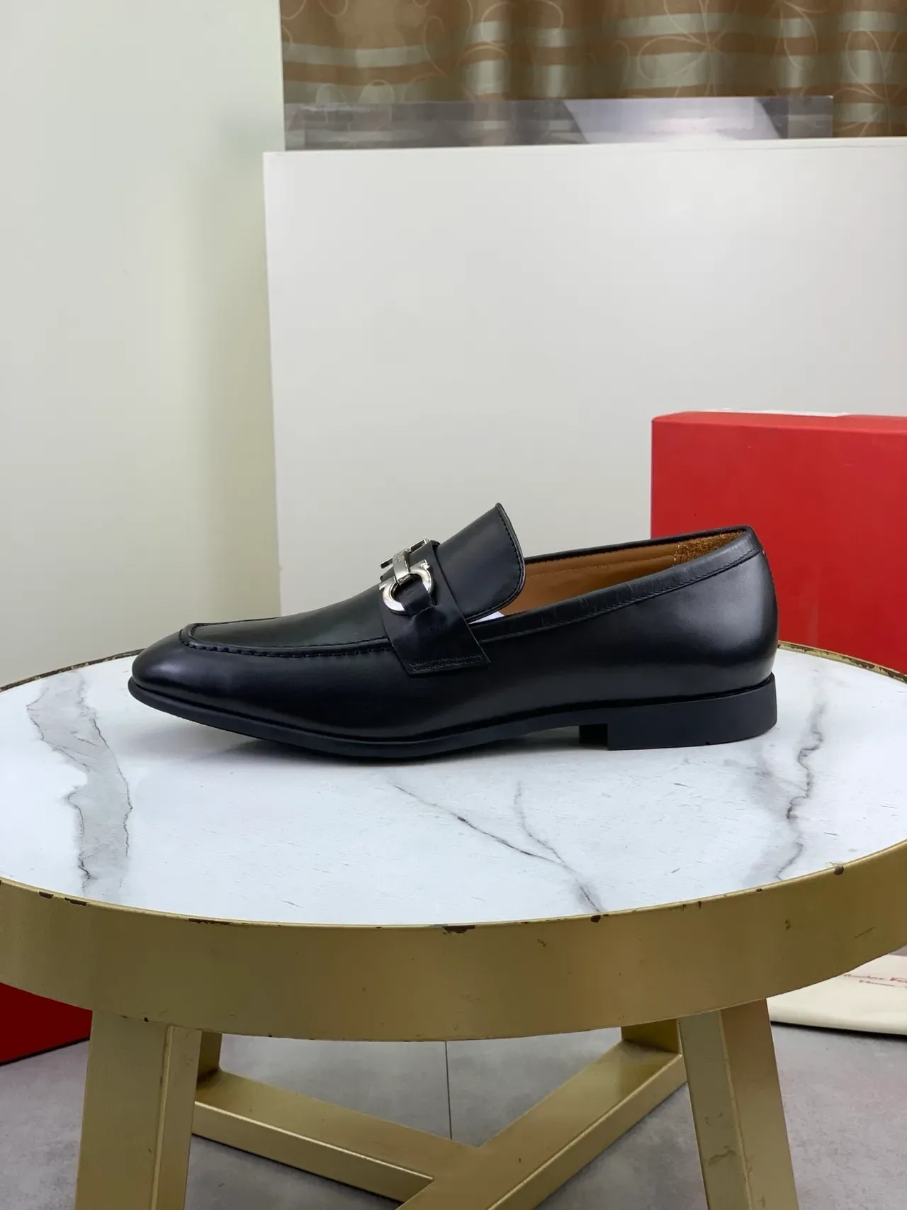 Salvatore Ferragamo Gancini Loafer Black Leather Square Toe Loafers 5