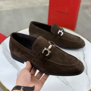 Salvatore Ferragamo Gancini Loafer Brown Suede Loafers