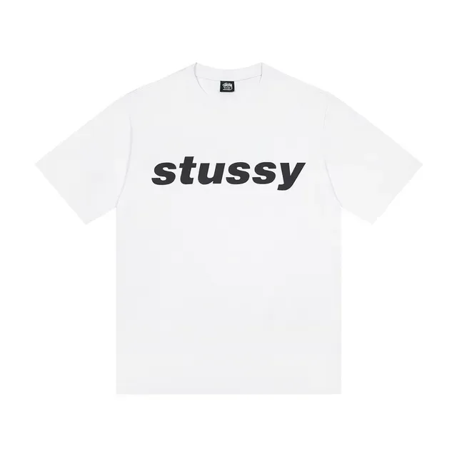 Camiseta gráfica Stussy Stock Logo branca e preta 5
