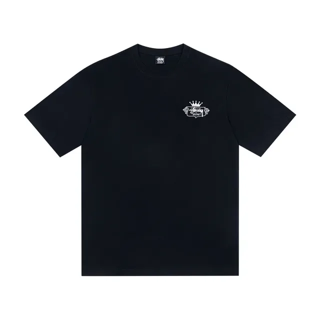 Camiseta Stussy blanco y negro estampado gráfico motivo corona 6