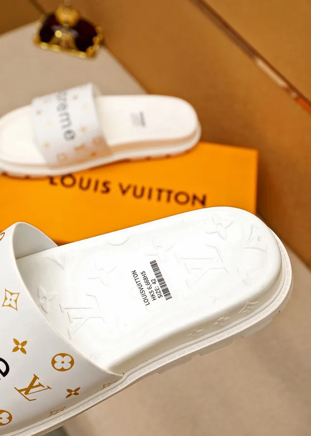 Supreme Slide White Gold Molded Rubber Sole Slippers 6