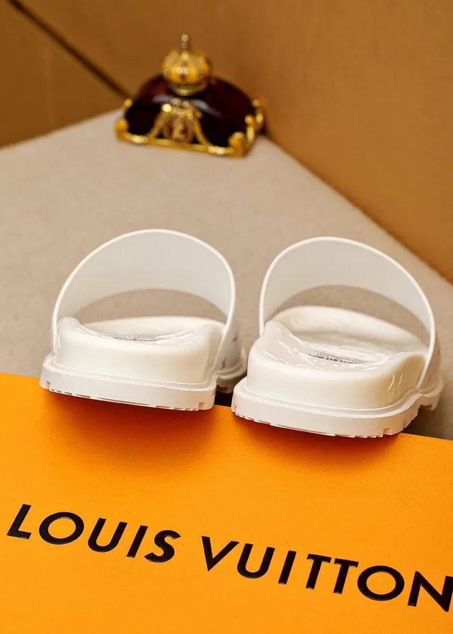 Supreme Slide White Gold Molded Rubber Sole Slippers 8