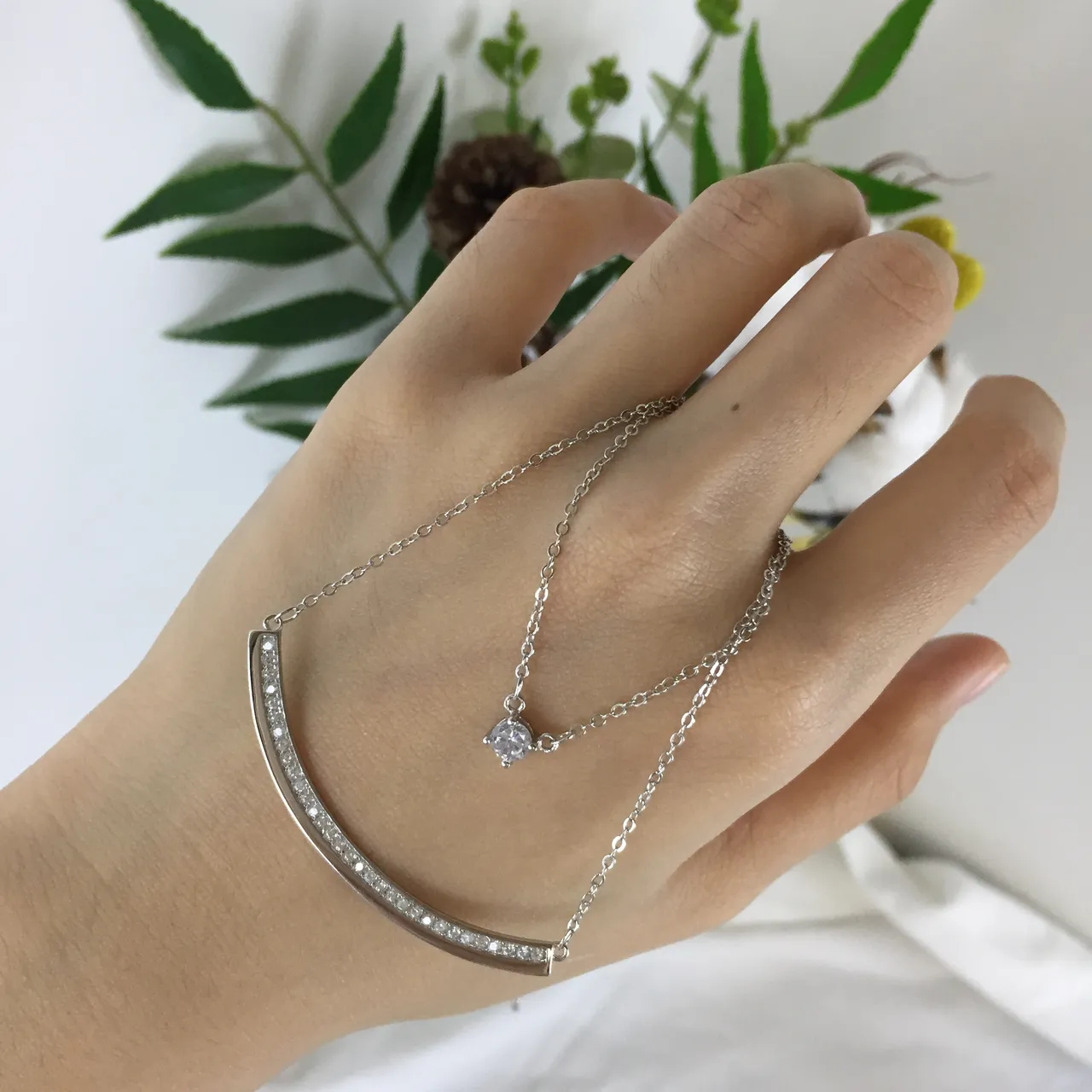 Swarovski Curved Crystal Bar Necklace 2