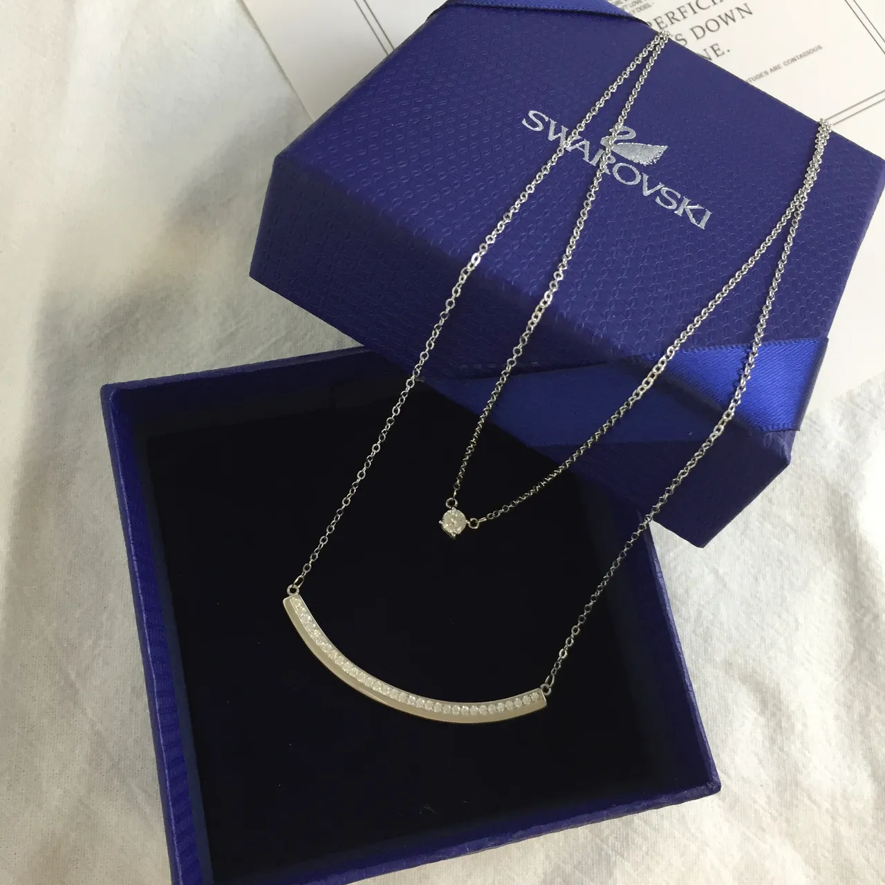 Swarovski Curved Crystal Bar Necklace 3