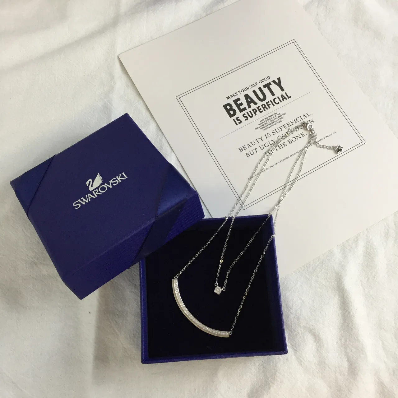 Swarovski Curved Crystal Bar Necklace 4