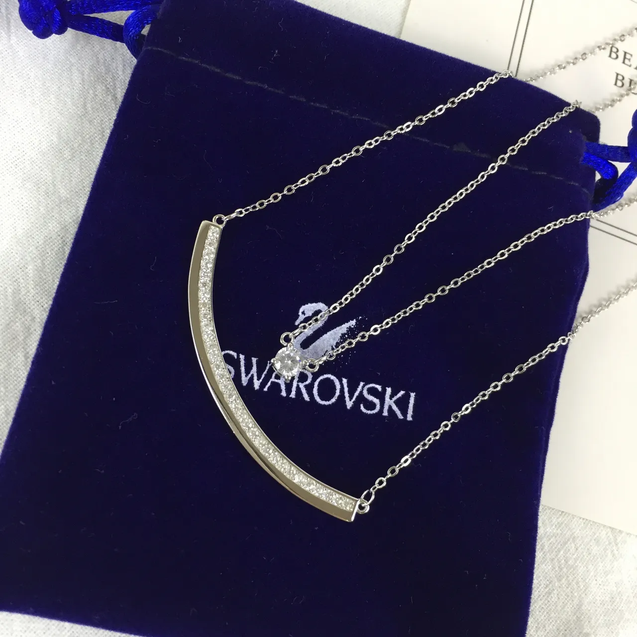 Swarovski Curved Crystal Bar Necklace 5